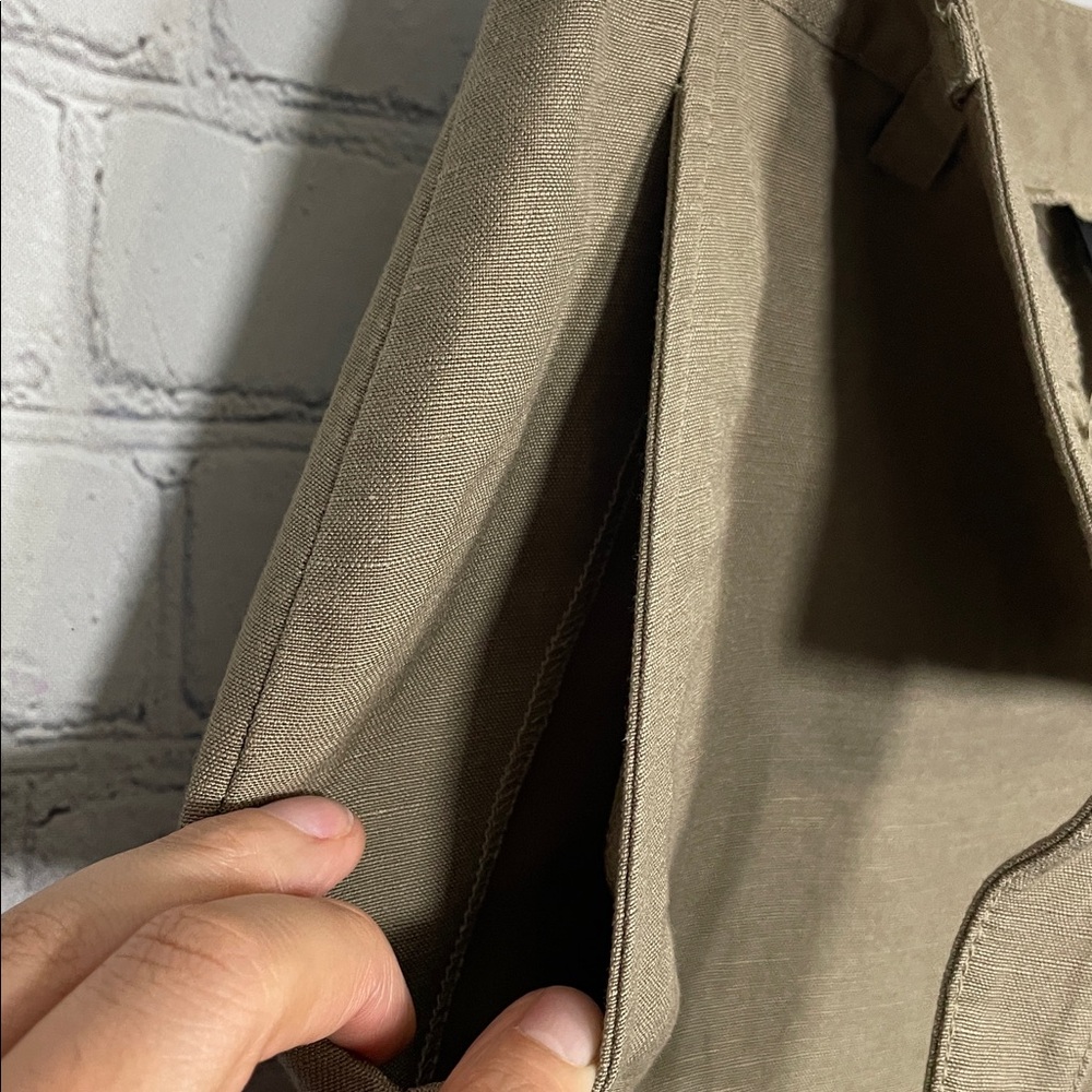 Kasper Women's Wide Leg Pants Trouser High Rise Khaki Causal Linen Blend 10 - Picture 7 of 11